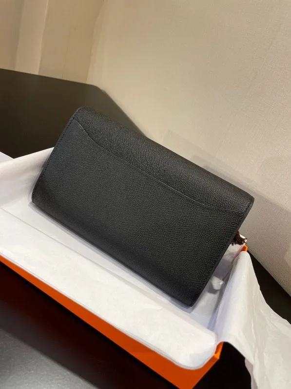 Hermes Constance Togo Long Wallet / Gold Toned Hardware Black - Image 6