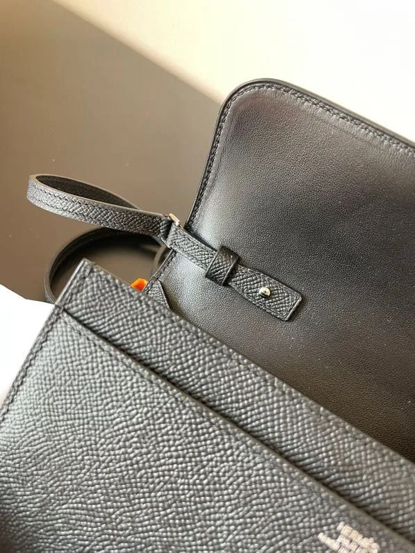 Hermes Constance Togo Long Wallet / Gold Toned Hardware Black - Image 4
