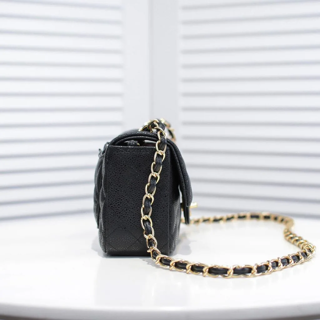 Chanel Classic Mini Crossbody Bag / Black Gold Hardware - Image 6