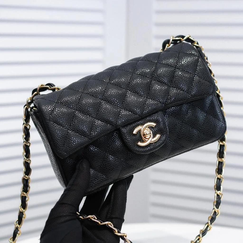 Chanel Classic Mini Crossbody Bag / Black Gold Hardware - Image 3