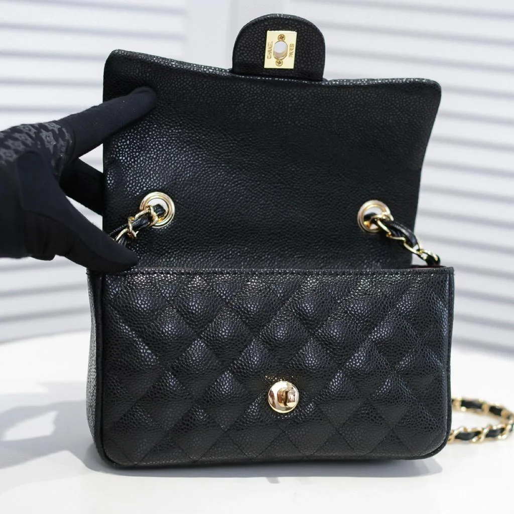 Chanel Classic Mini Crossbody Bag / Black Gold Hardware - Image 4
