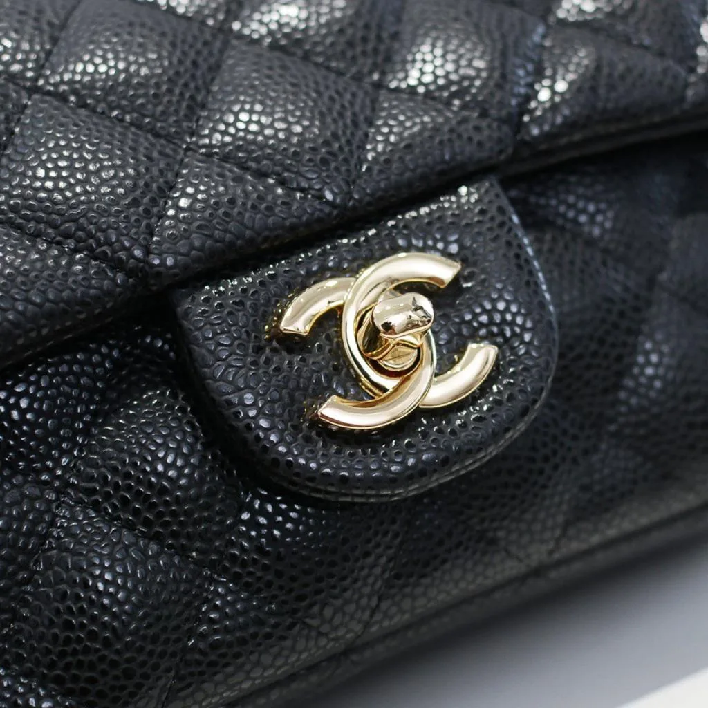 Chanel Classic Mini Crossbody Bag / Black Gold Hardware - Image 9