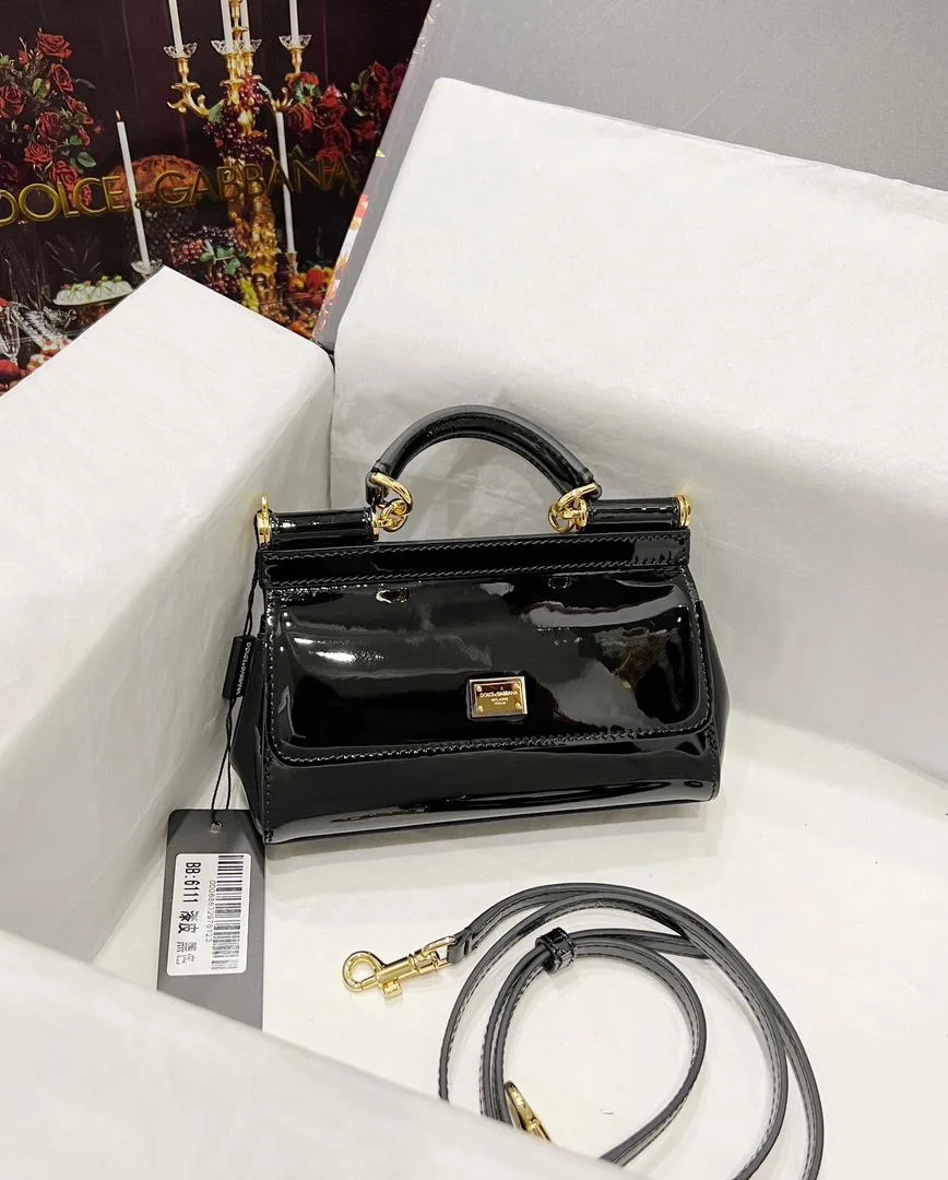 Dolce & Gabbana Sicily Bag In Polished Black Mini Size / 7 Inches - Image 4