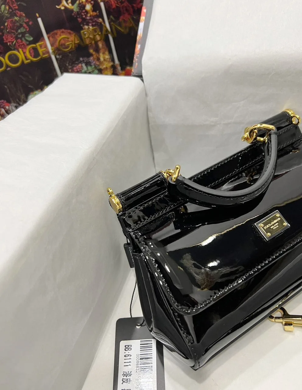 Dolce & Gabbana Sicily Bag In Polished Black Mini Size / 7 Inches - Image 3