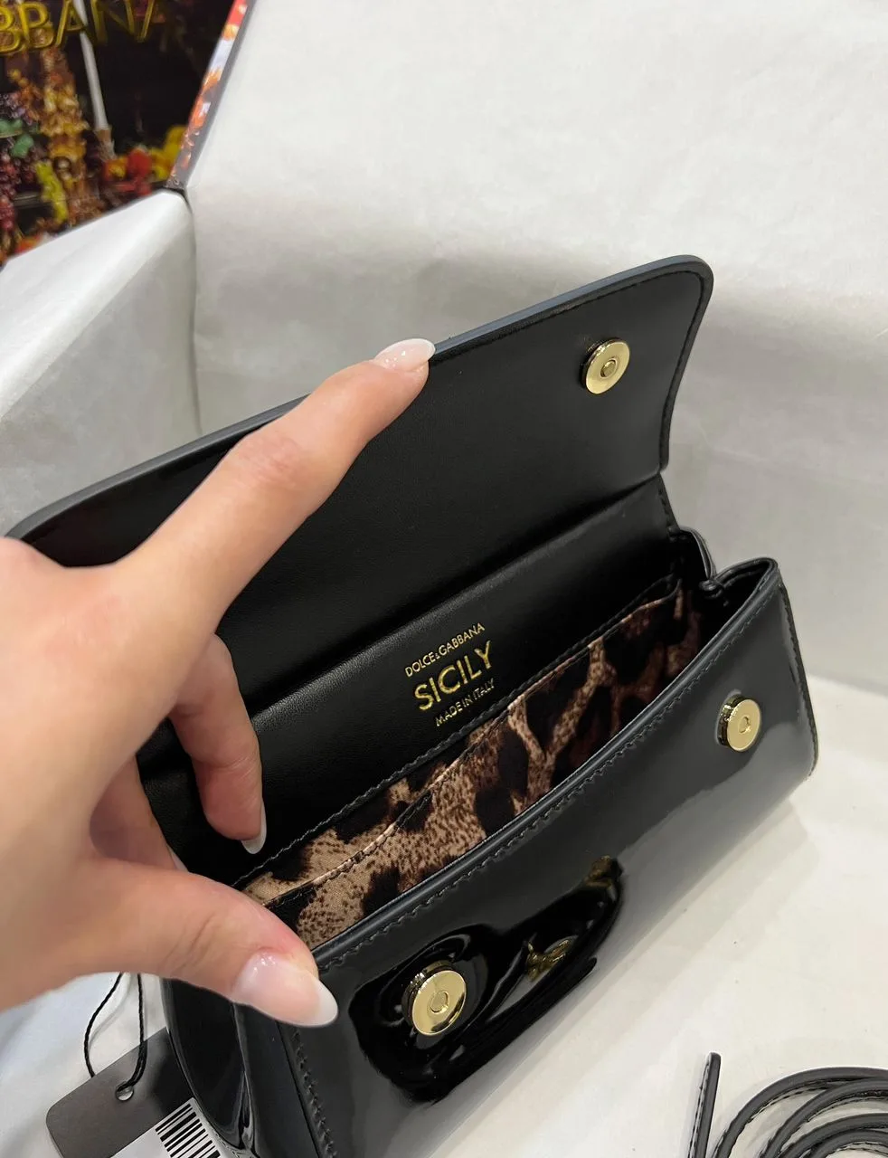 Dolce & Gabbana Sicily Bag In Polished Black Mini Size / 7 Inches - Image 5