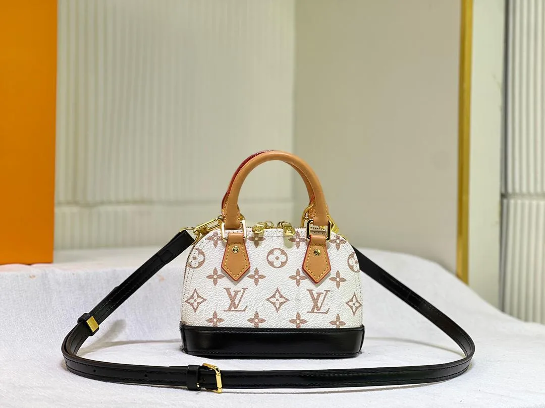 Louis Vuitton Nano Alma Top Handle Bag / White/ Brown Gold Hardware - Image 6