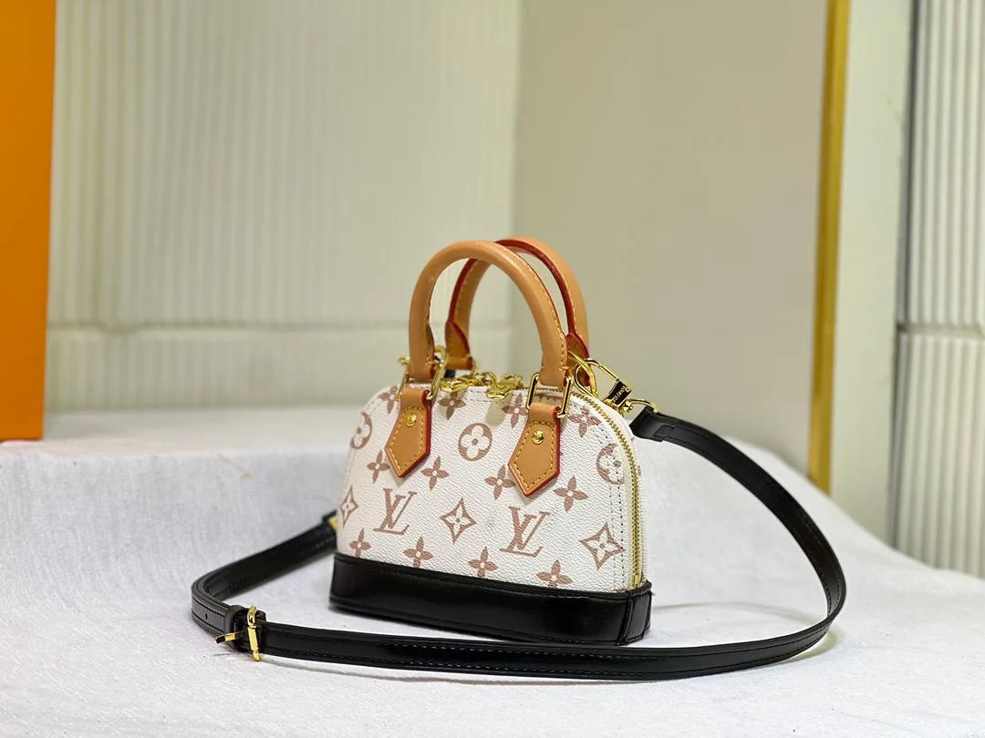 Louis Vuitton Nano Alma Top Handle Bag / White/ Brown Gold Hardware - Image 4