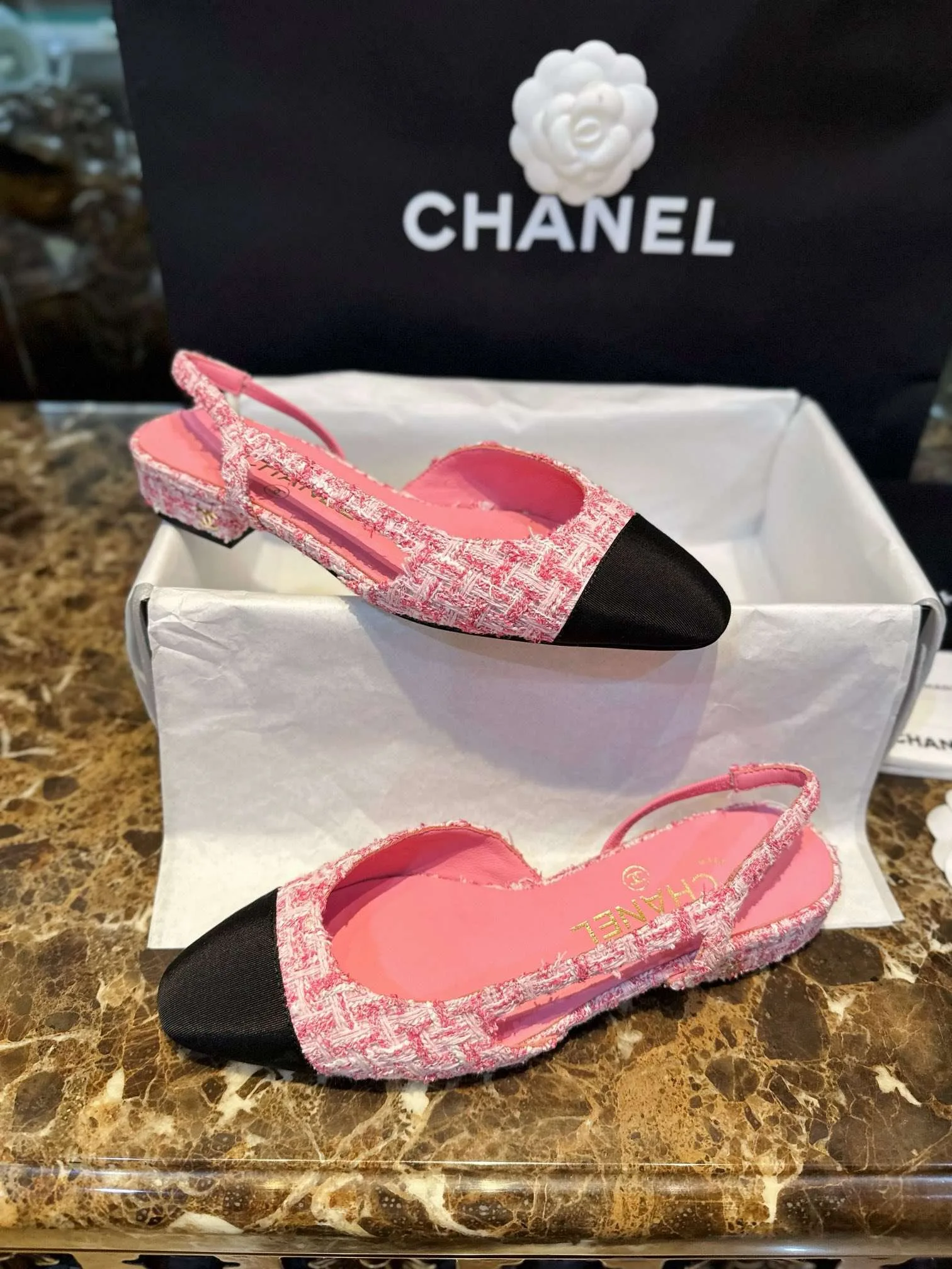 Chanel Woolen Lat Lace Up Sandals Pink - Image 9