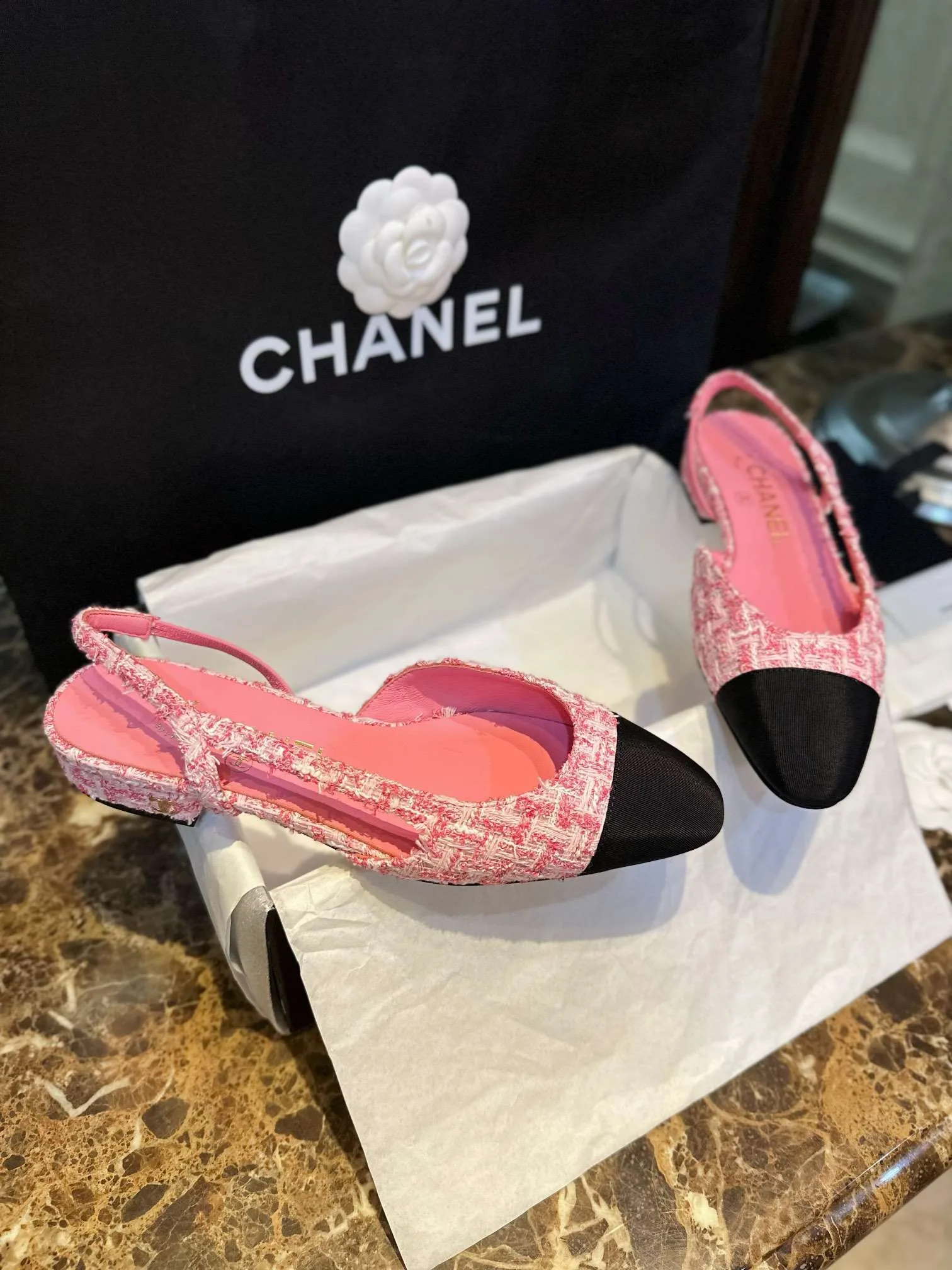 Chanel Woolen Lat Lace Up Sandals Pink - Image 8