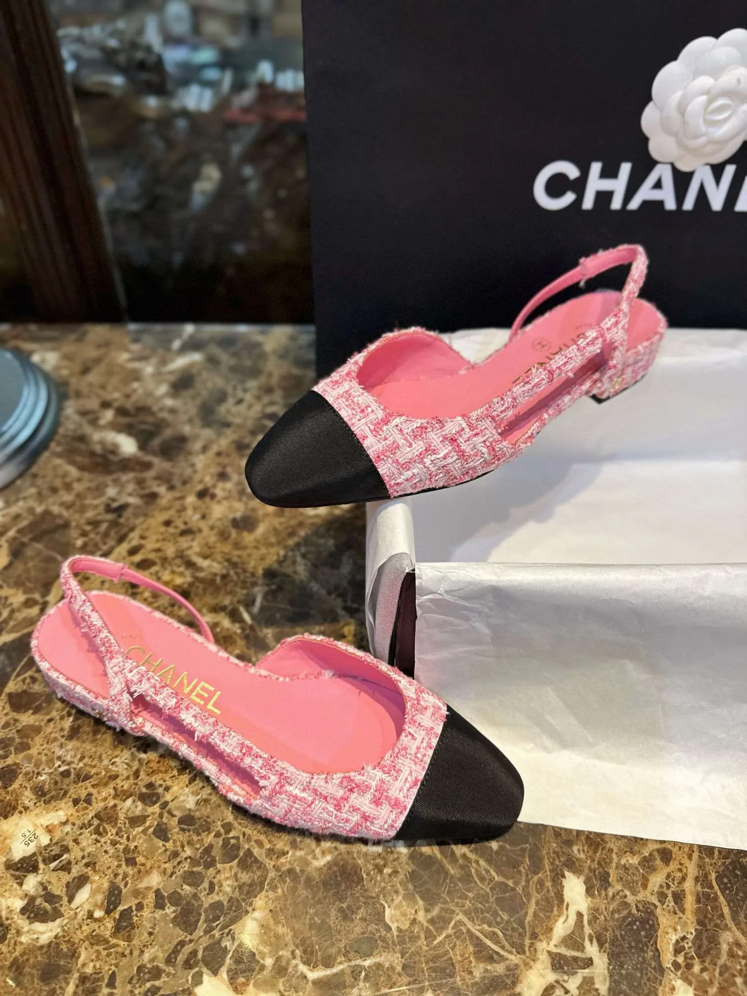 Chanel Woolen Lat Lace Up Sandals Pink - Image 2