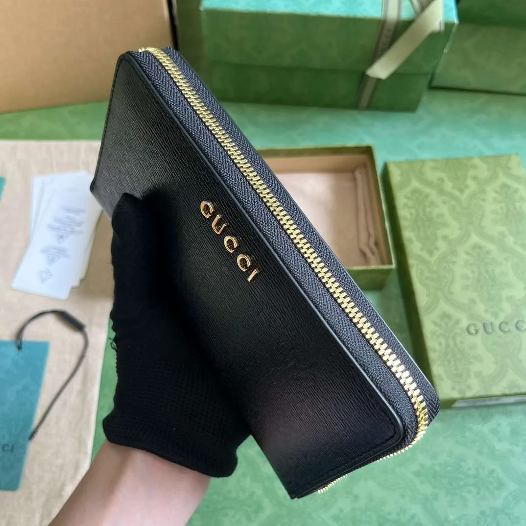 Gucci Zip Around Wallet With Script Black / - Image 8
