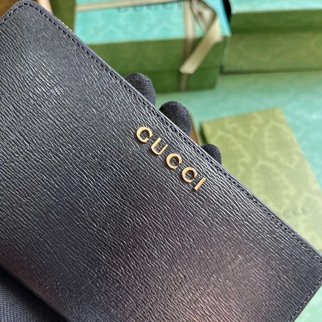 Gucci Zip Around Wallet With Script Black / - Image 4