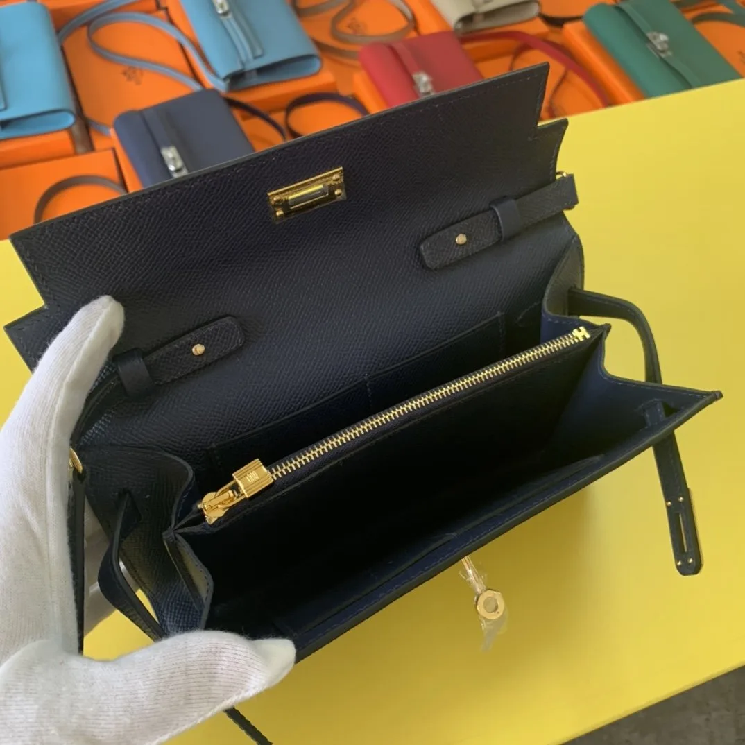 Hermes Kelly Wallet To Go Woc Epsom Blue - Image 3