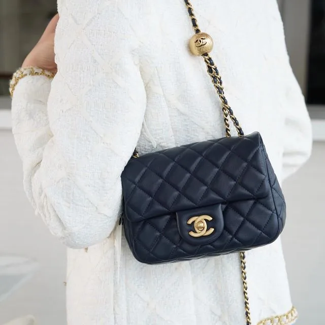 Alternative view of Chanel Flap Bag With CC Ball On Strap Small Crossbody / Black Gold Hardware