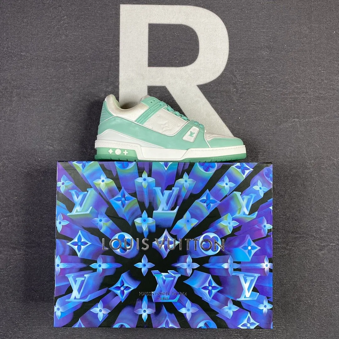 Louis Vuitton Trainer Sneaker Rubber Monogram Mint Virgil Abloh - Image 8