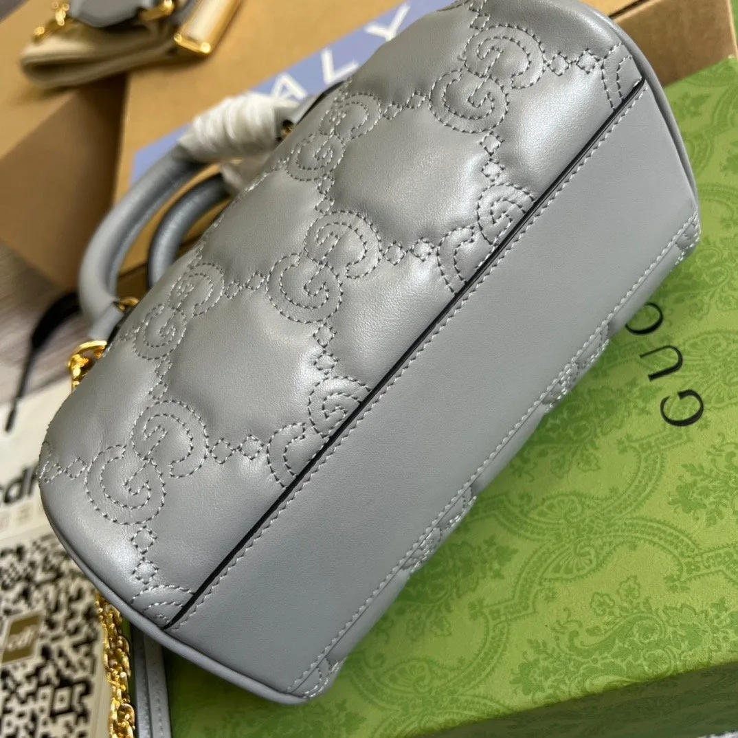 Gucci Matelasse Top Handle Bag Grey - Image 5