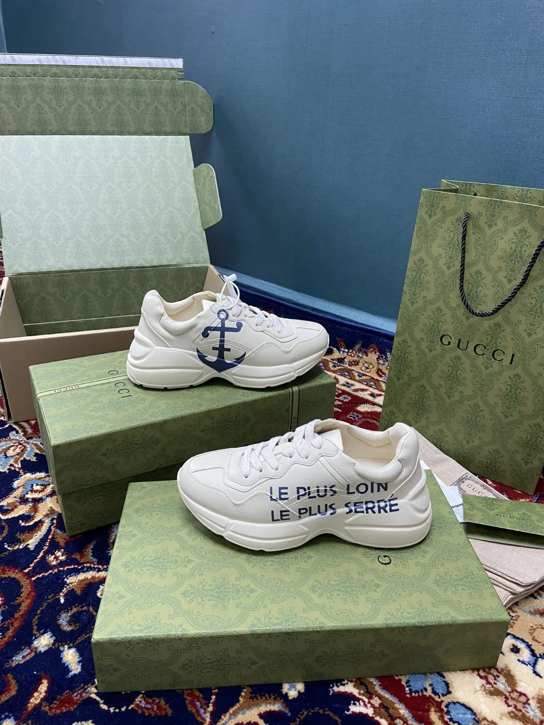 Gucci Men’s Rhyton Sneaker With Anchor White Ivory - Image 4