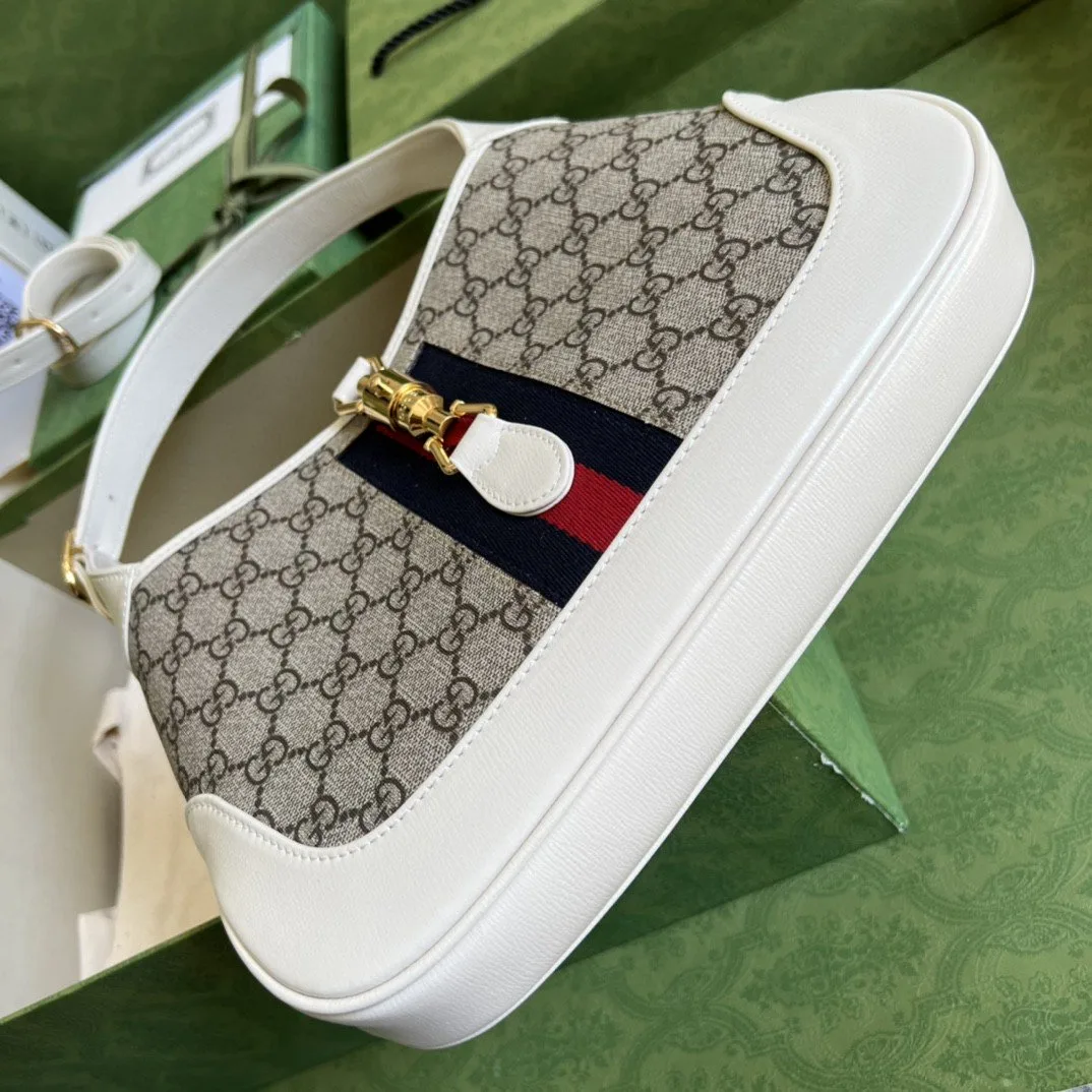 Gucci Jackie 1961 Small Shoulder Bag Beige And Ebony GG Supreme Canvas / - Image 3