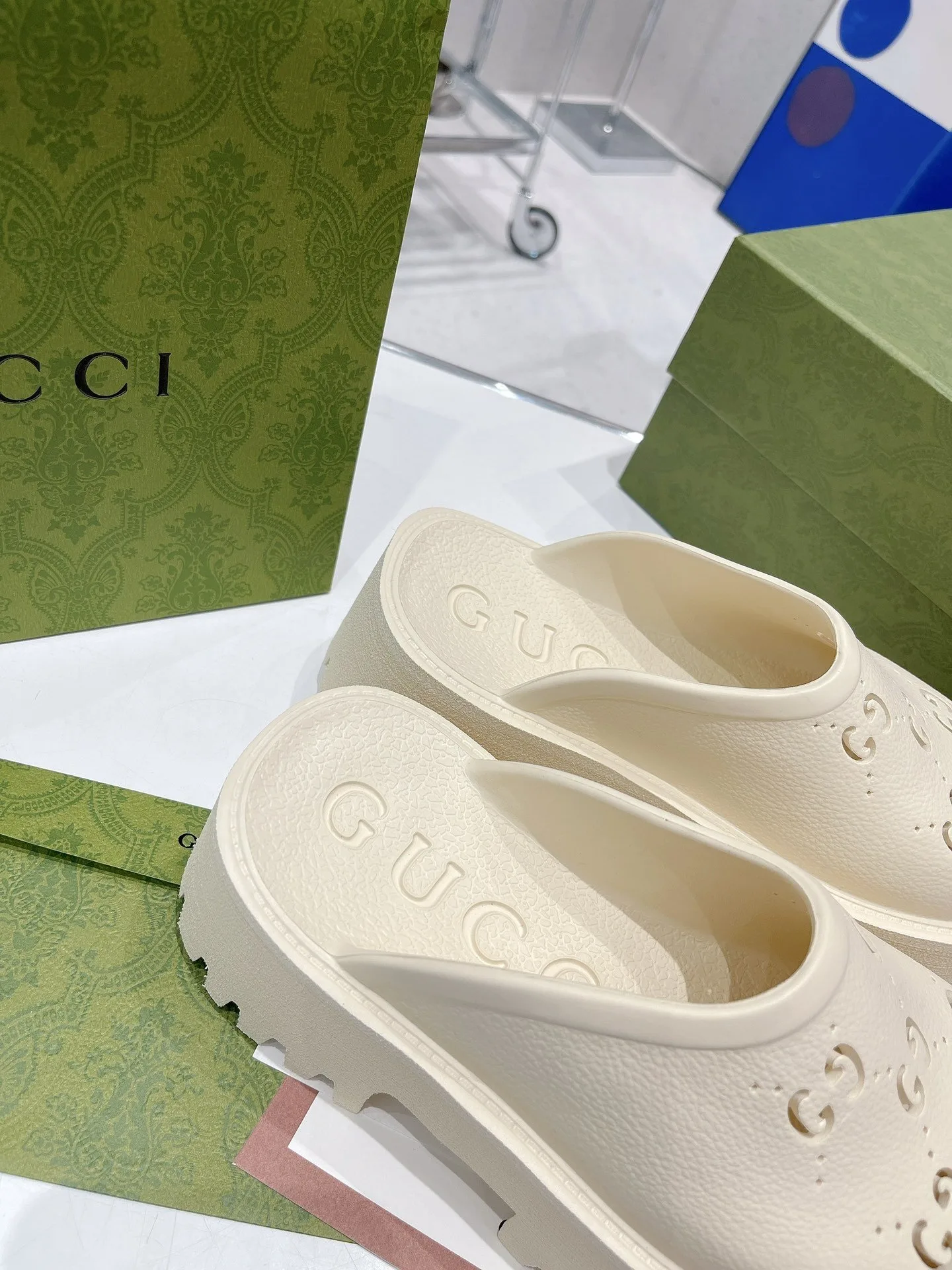 Gucci Women’s Platform Perforated G Sandal Yellow - Image 6