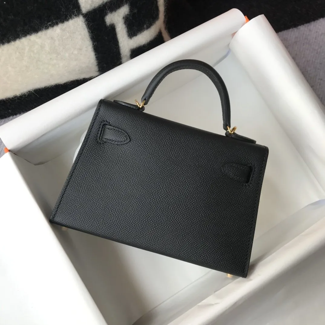 Hermes Mini Kelly 19 Sellier Epsom Black Bag - Image 3