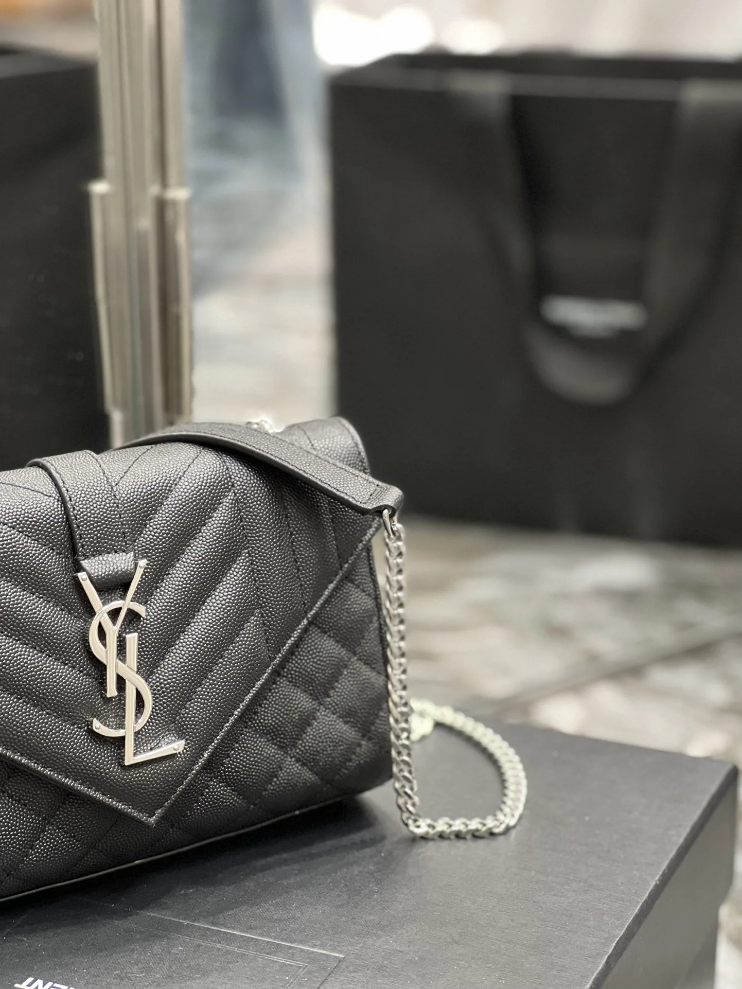 Saint Laurent Small Bag Black In Mix Matelasse / YSL - Image 5