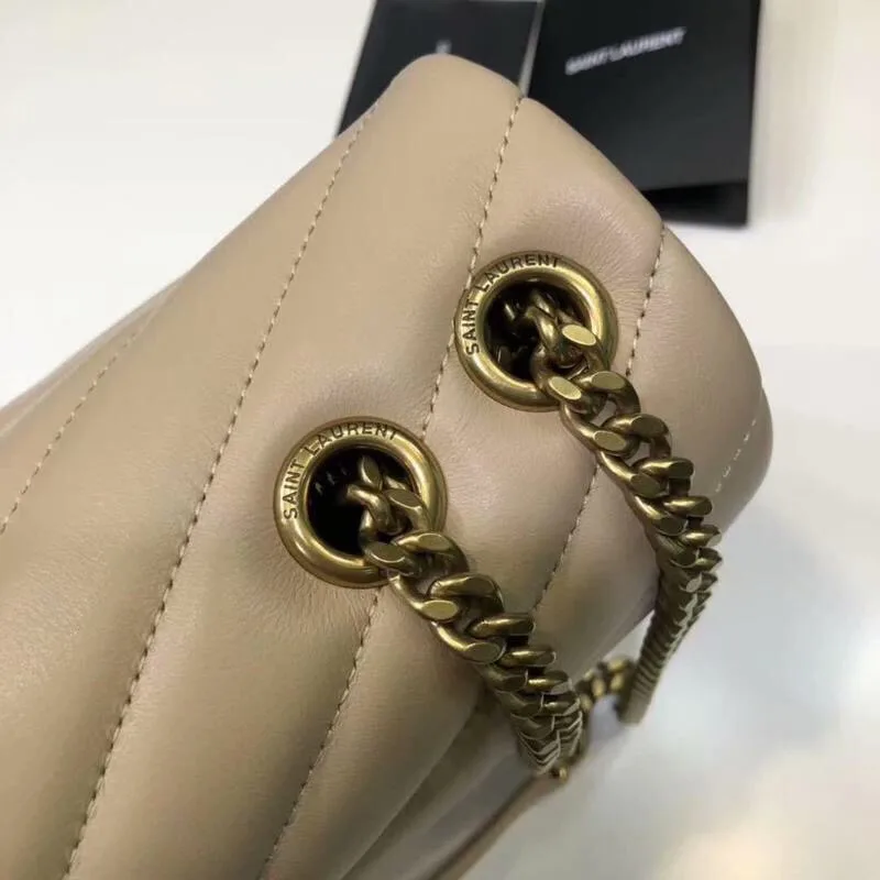 Saint Laurent Loulou Small Chain Bag In Matelassé Y Beige / YSL - Image 6