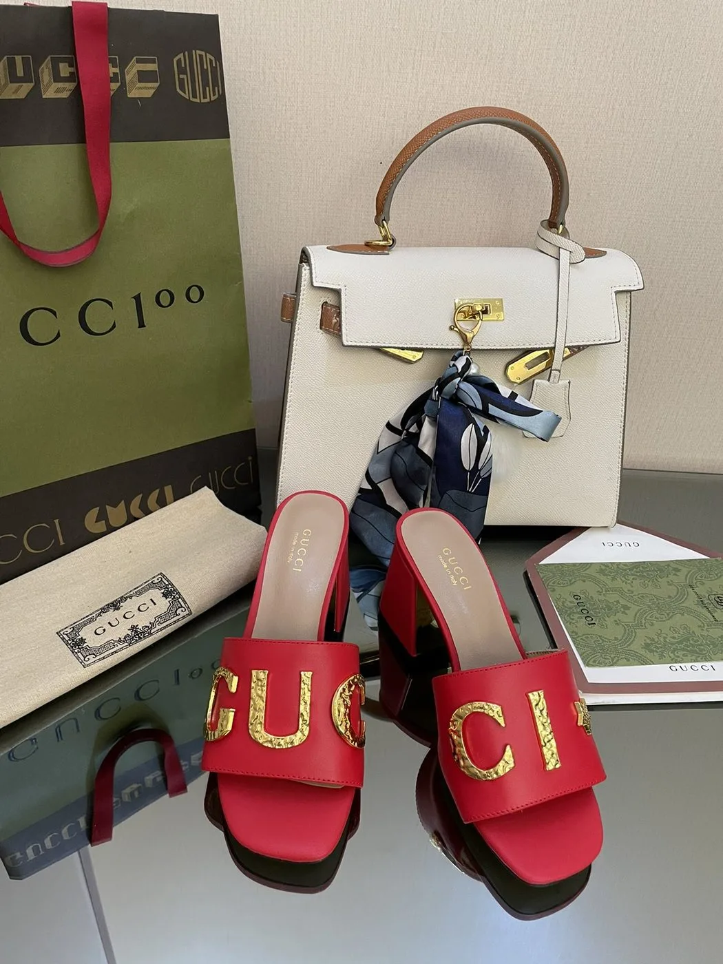 Alternative view of Gucci Women’s ‘Gucci’ Slide Sandal Red