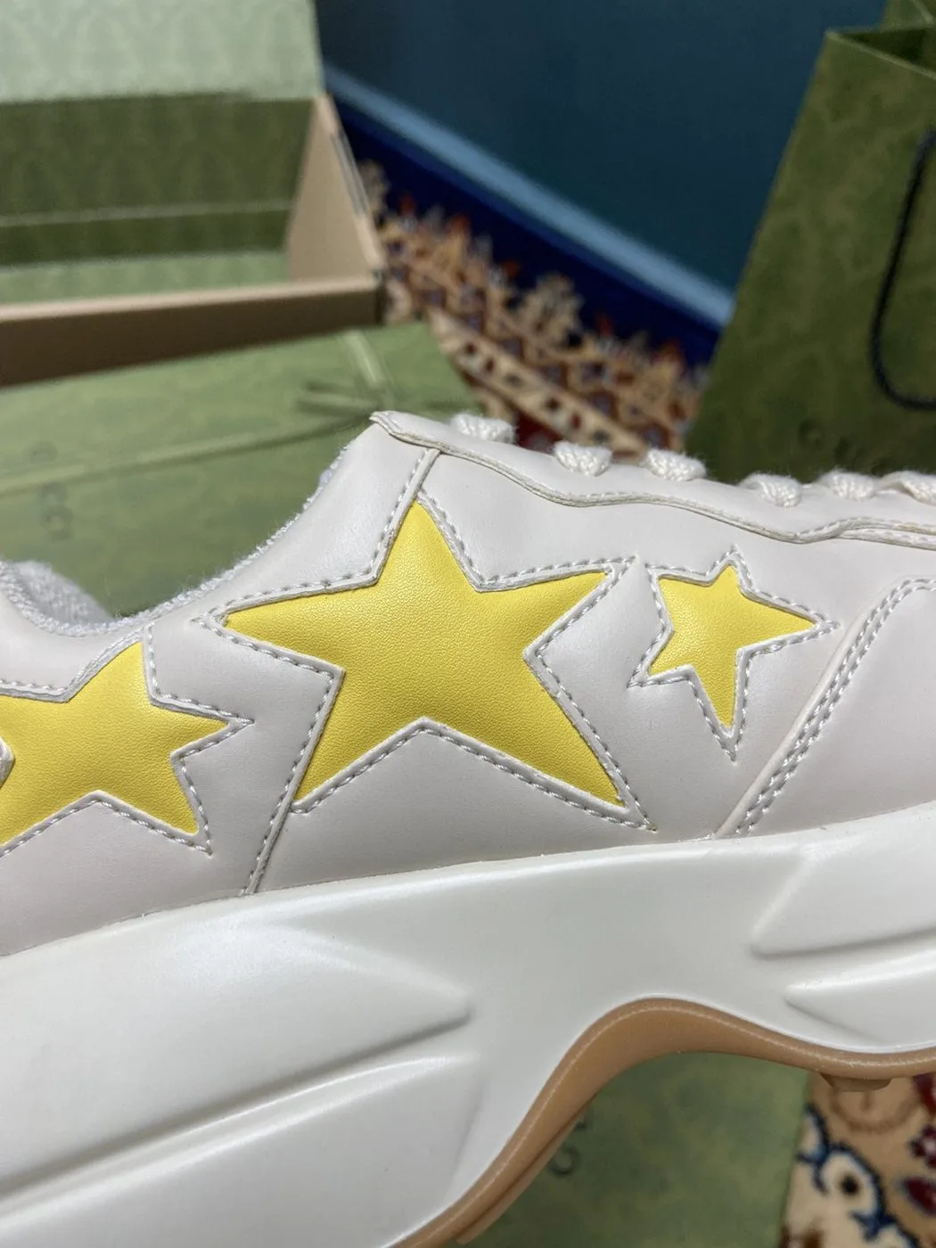 Gucci Men’s Rhyton Sneaker With Stars White - Image 5