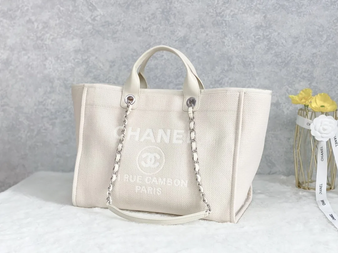 Chanel Shopping Small Tote Bag / Cream Silver Hardware - Image 5