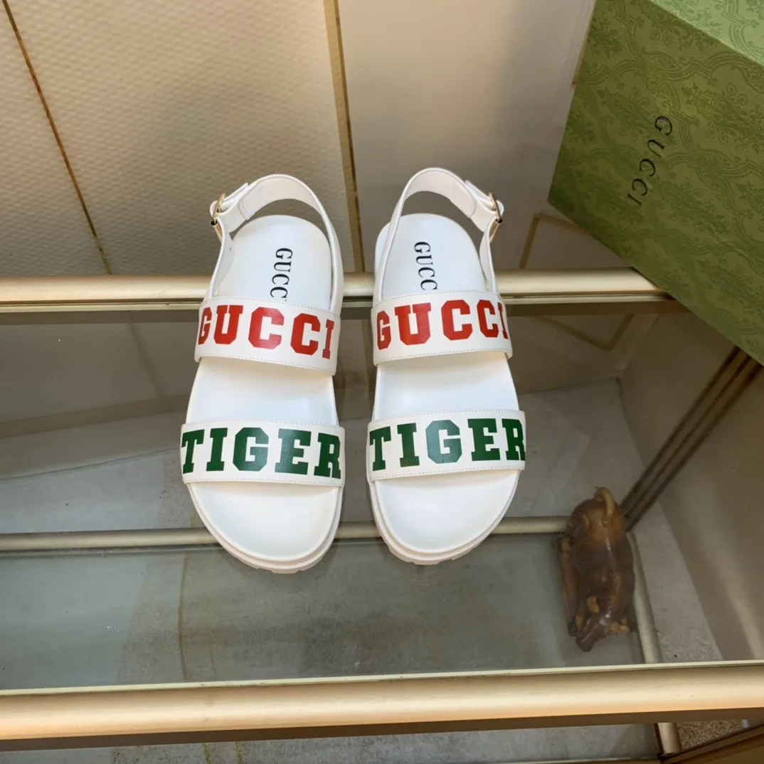 Gucci Women’s Tiger And Buckle Sandal White - Image 5