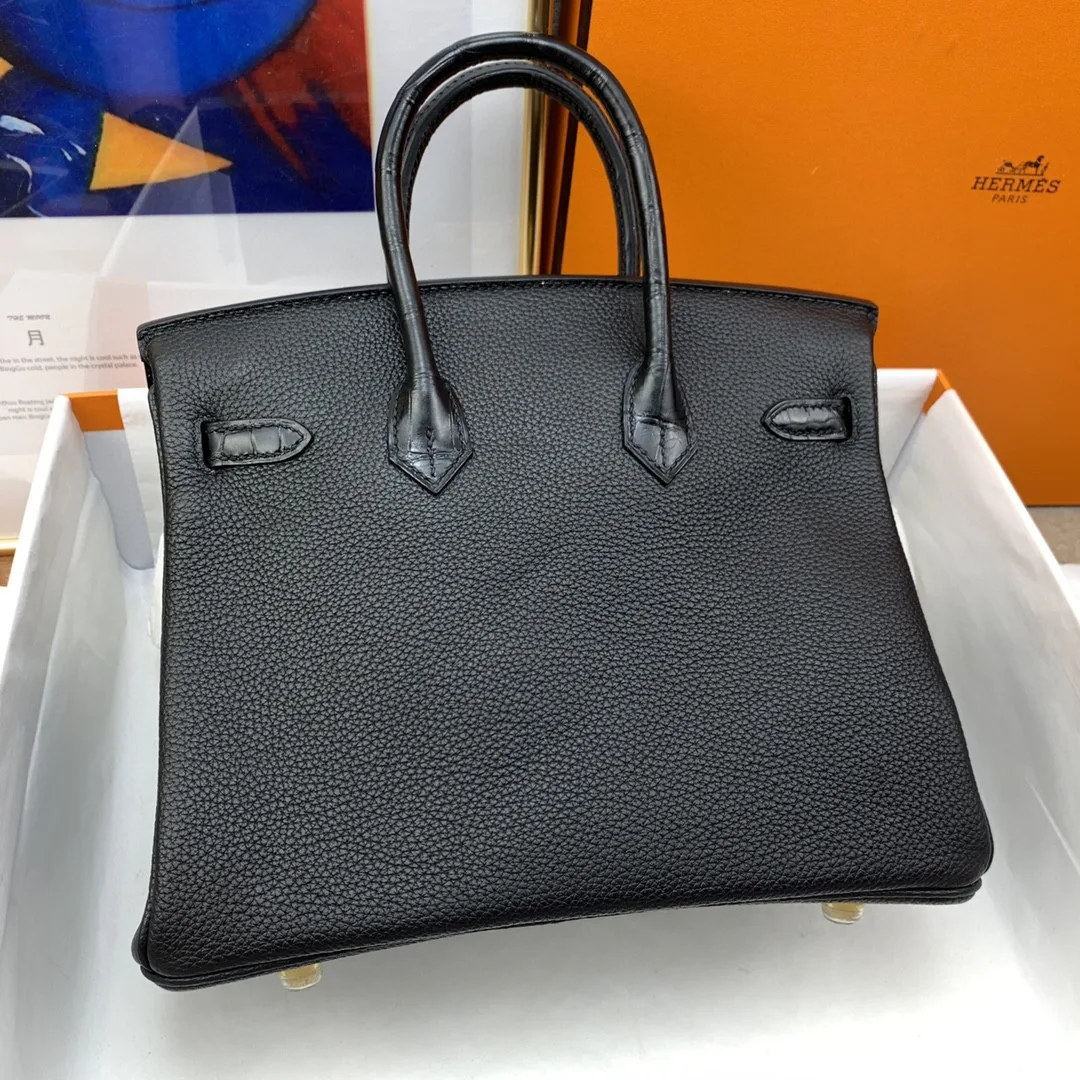 Hermes Birkin Top Handle Bag / Nata Togo Leather Black Gold Hardware - Image 5