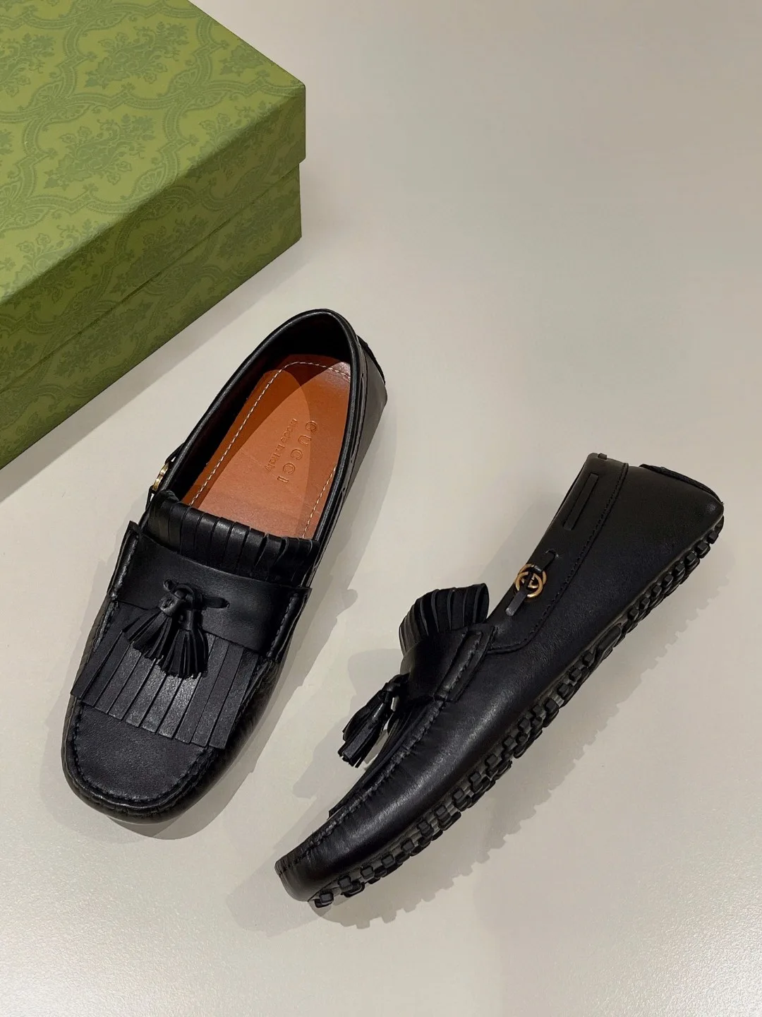 Gucci Men’s Loafer With Driver Interlocking G Black - Image 6