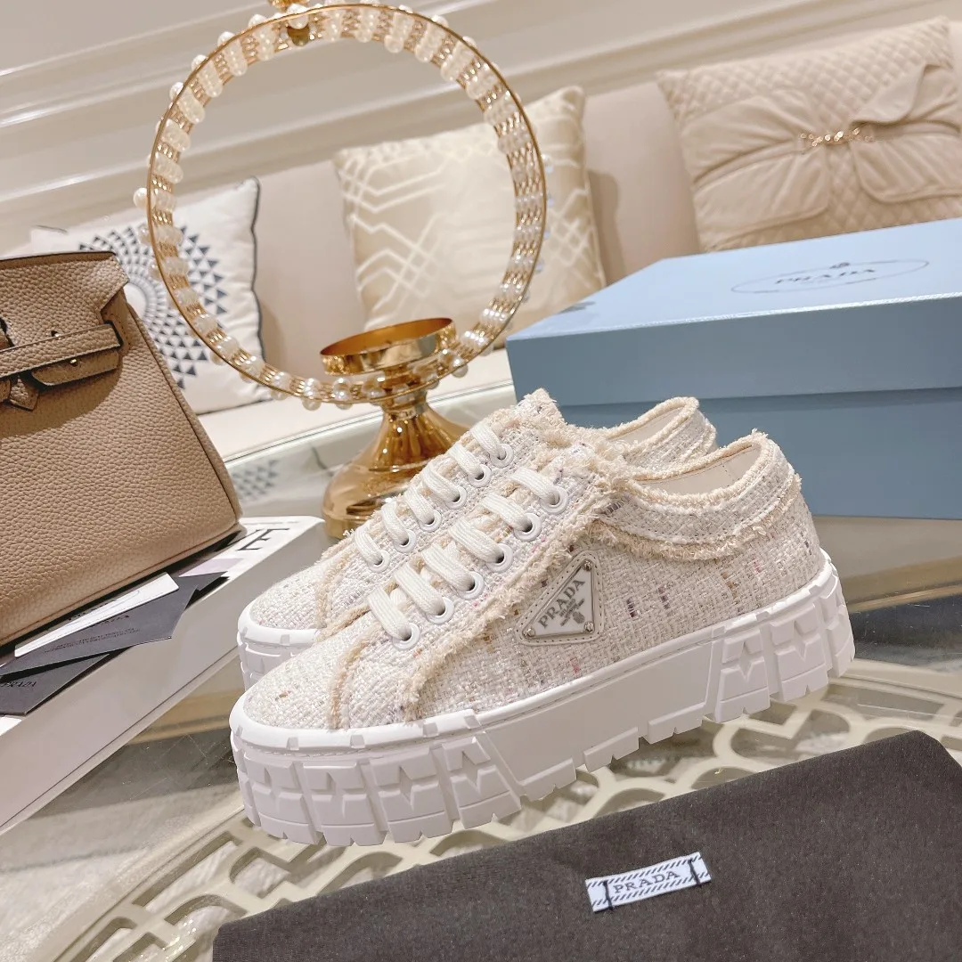 Prada Gabardine Canva Double Wheel Sneakers Pink / PRD - Image 9