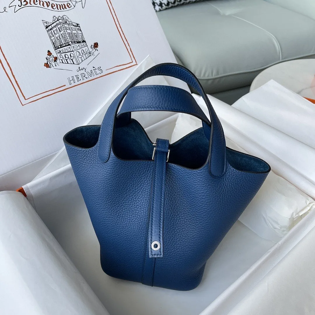 Hermes Picotin Lock 18 Bag Navy Blue - Image 8