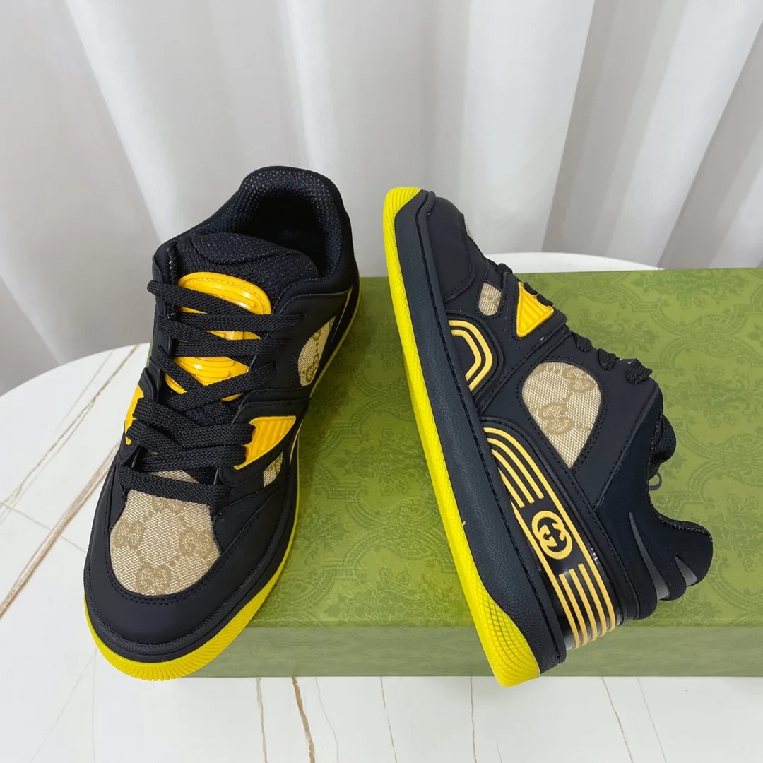 Gucci Mens GG Basket Sneaker Black And Yellow - Image 4