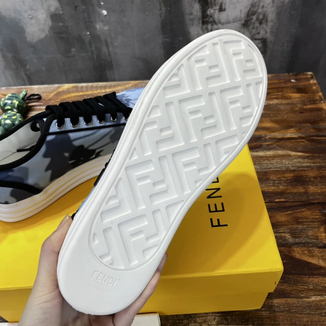 Fendi Domino Fabric Sneakers Blue - Image 4