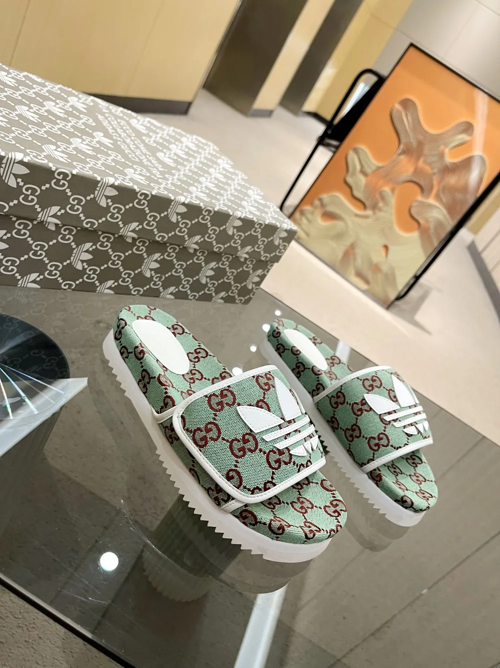 Alternative view of Gucci x Adidas Women’s GG Platform Sandal Light Grey