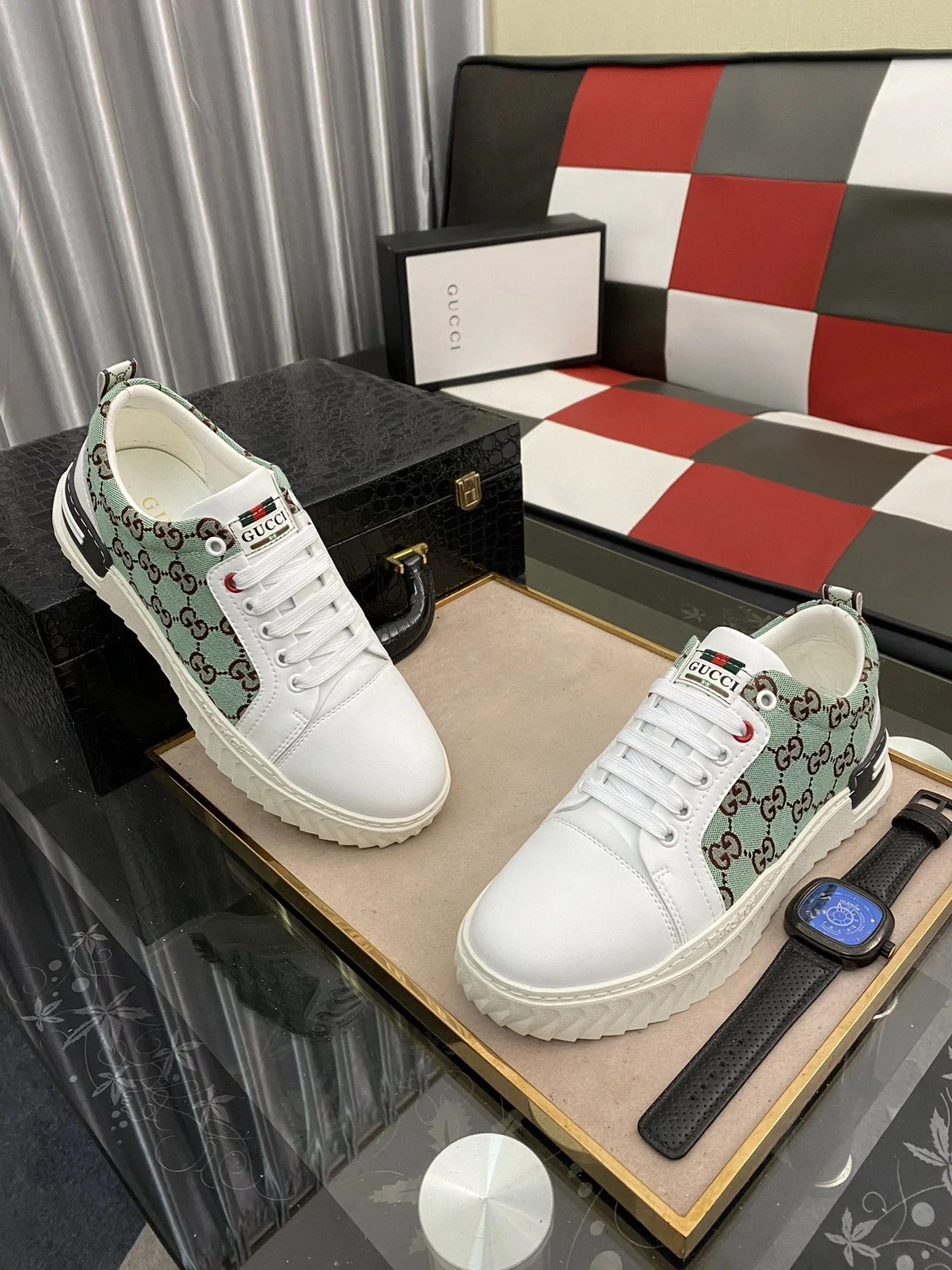 Gucci Men’s GG Ace Sneaker Green And White - Image 6