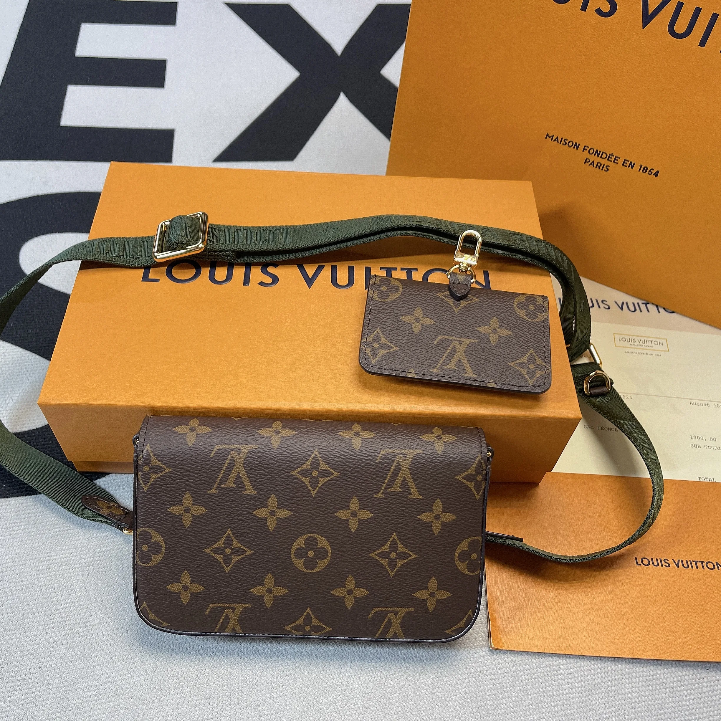 Louis Vuitton Pochette Felicie Strap & Go Wallet Shoulder Bag / Khaki Green Monogram Canvas Gold Hardware - Image 6