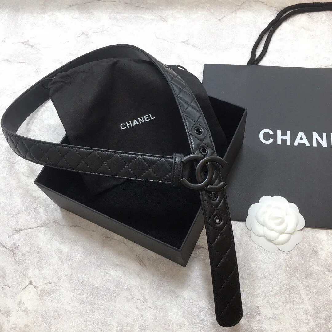 Chanel Belt Quilted With Double C Buckle Black With Black Hardware Women - Image 5