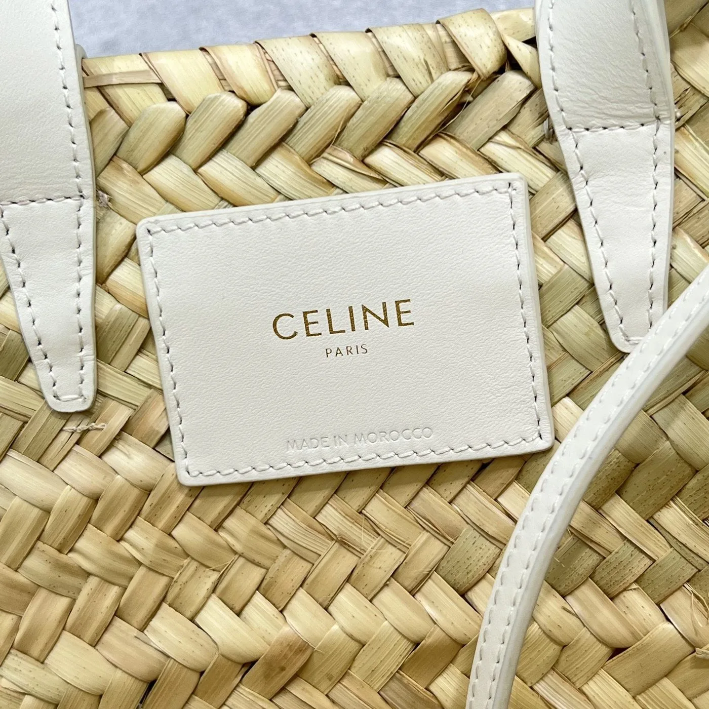 Alternative view of Celine Teen Triomphe Celine Classic Panier In Palm Leaves And Lizard White /