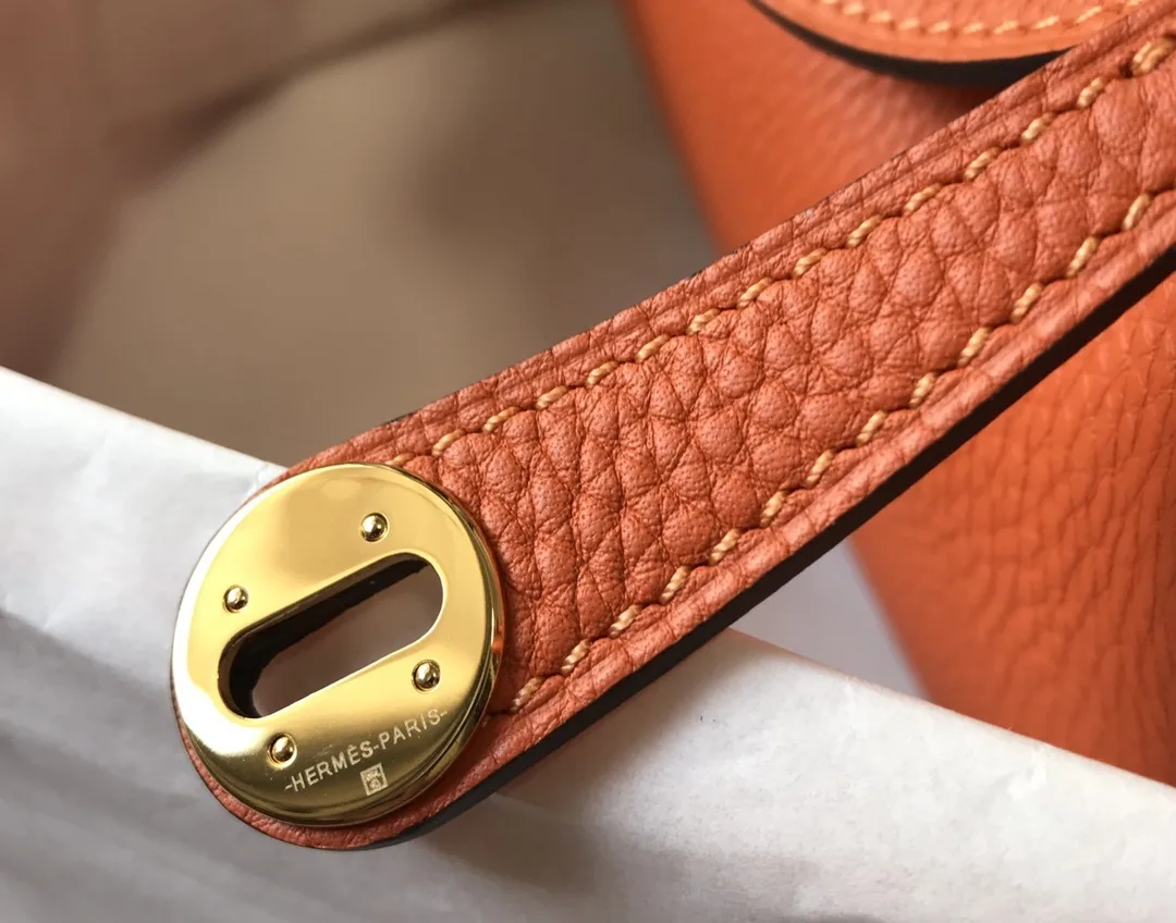 Alternative view of Hermes Lindy Mini Clemence Bag Orange