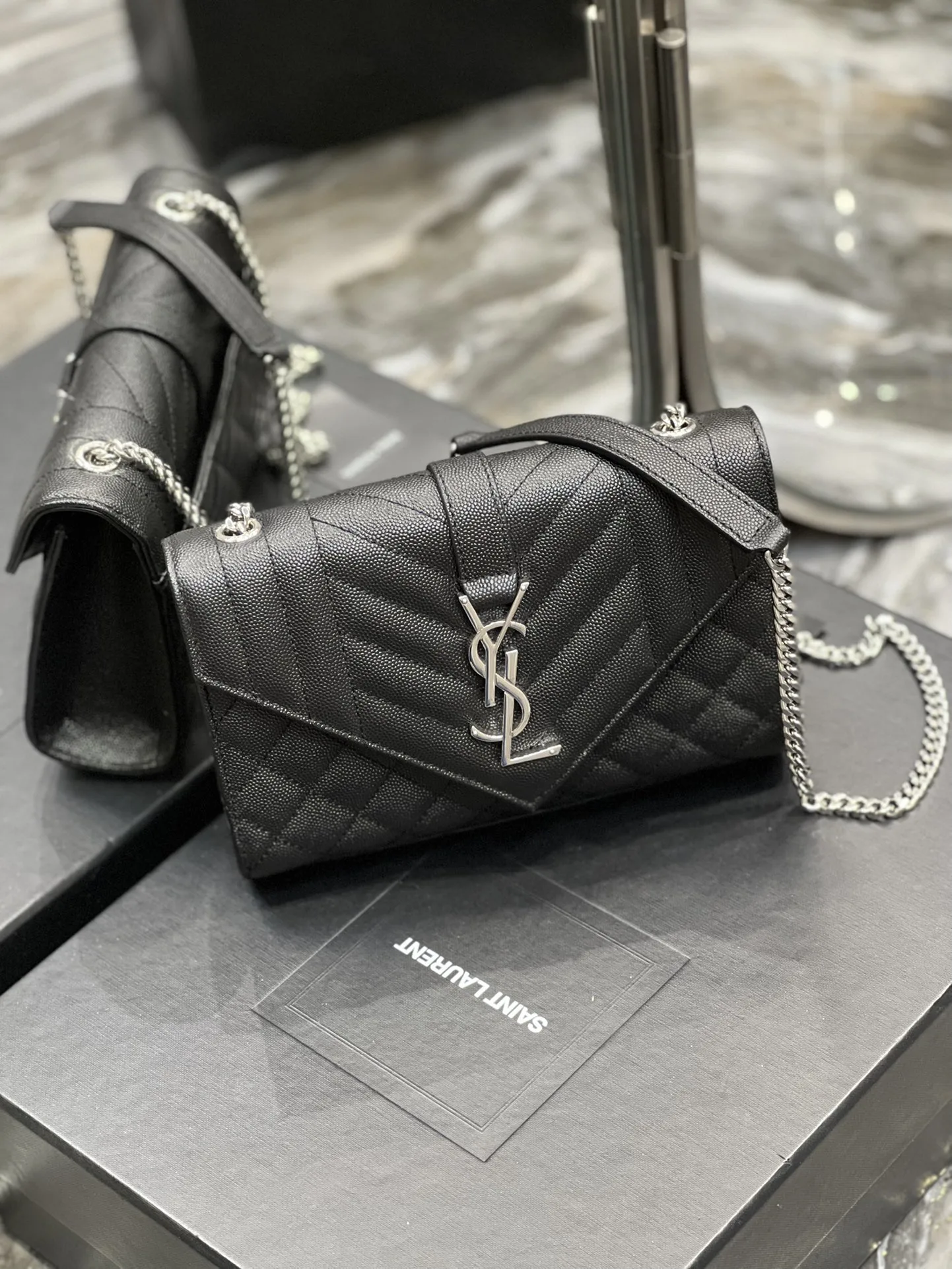 Saint Laurent Small Bag Black In Mix Matelasse / YSL - Image 4
