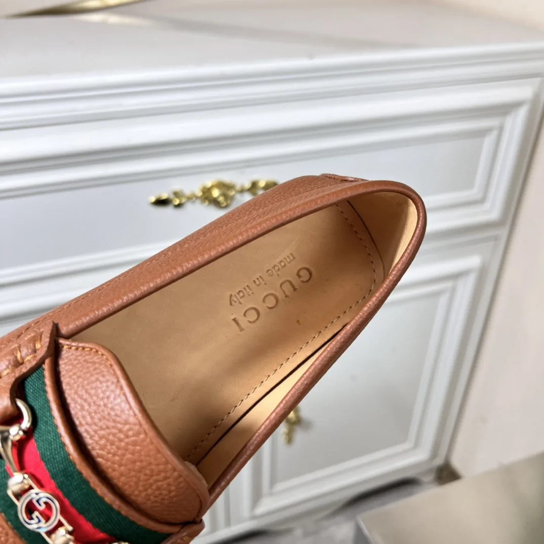 Gucci Men’s Loafers With Web Details Brown - Image 4