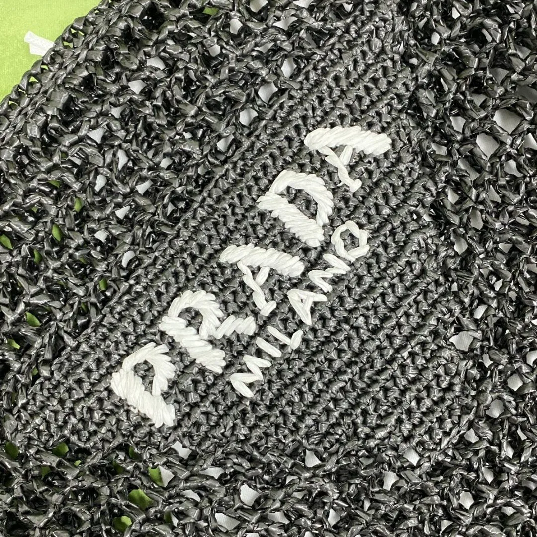 Prada Raffia Tote Bag Black - Image 4