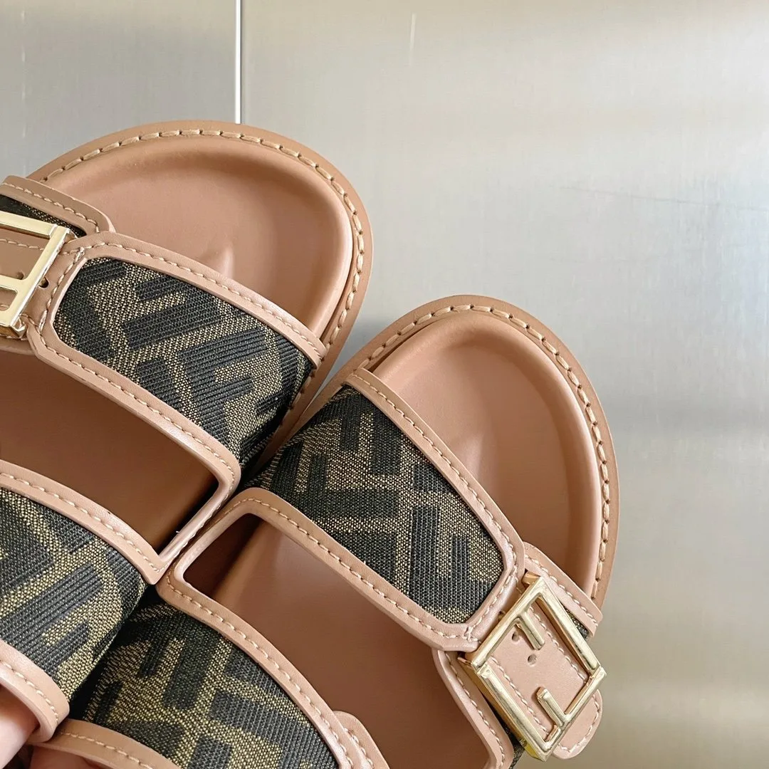Fendi Feel Brown FF Fabric Slides 8X8326AEGVF1HHG - Image 6