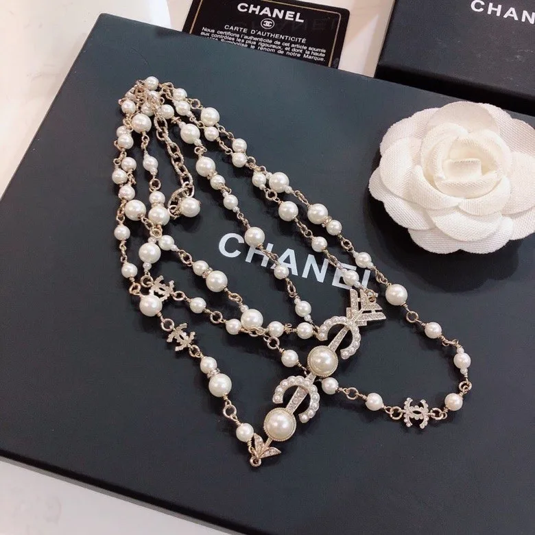 Chanel Accessories Pearl Necklace Logo CC Gold Tone - Image 6