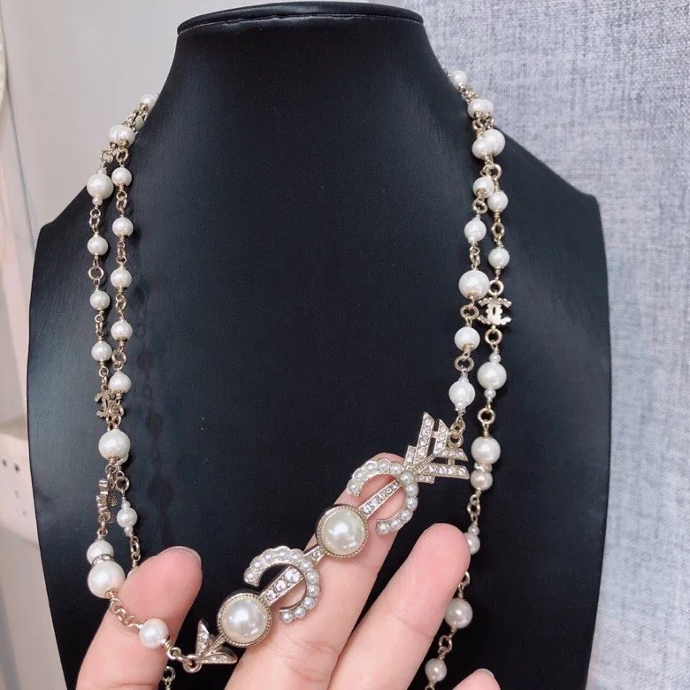 Chanel Accessories Pearl Necklace Logo CC Gold Tone - Image 3