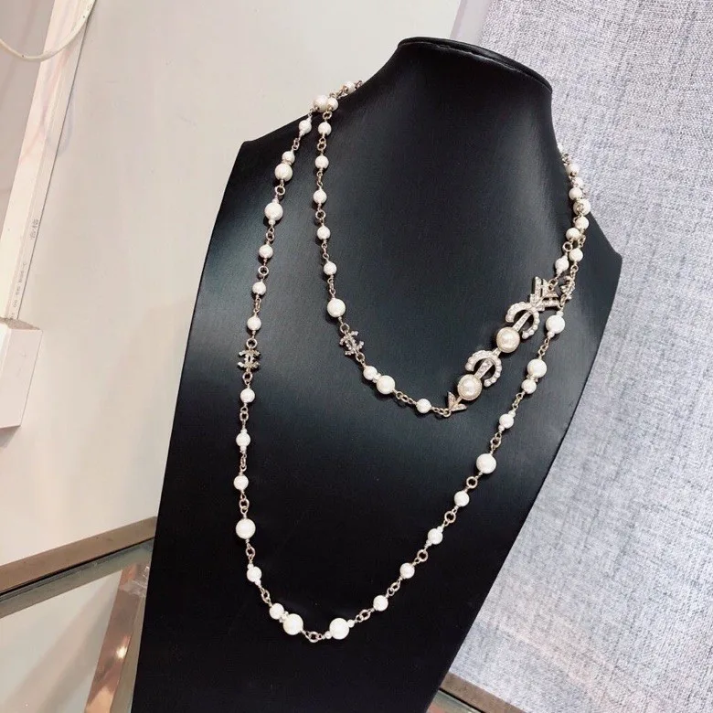 Chanel Accessories Pearl Necklace Logo CC Gold Tone - Image 7