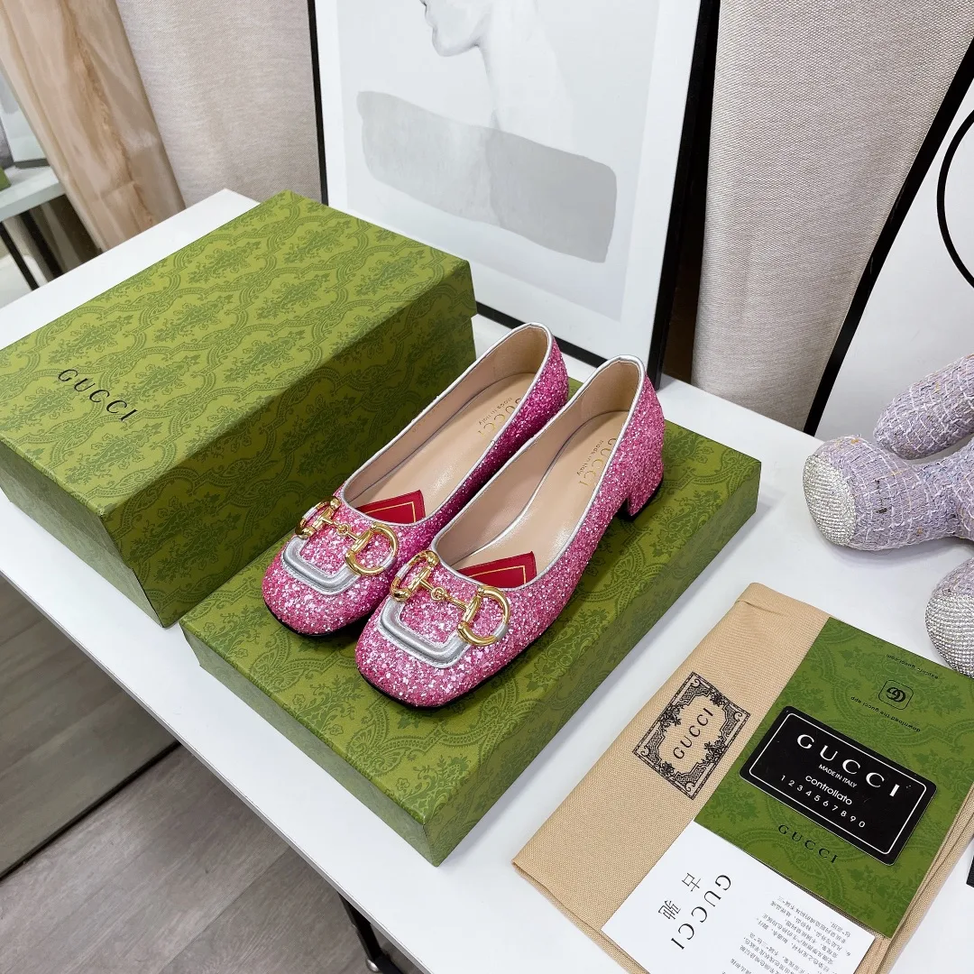Alternative view of Gucci Lovelight Crystal Ballet Flat With Horsebit Multicolor GG